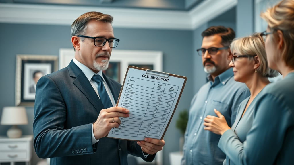 funeral director providing funeral cost breakdown, main keyword funeral cost