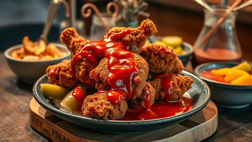 Bold vegan Nashville hot chicken—crispy plant-based