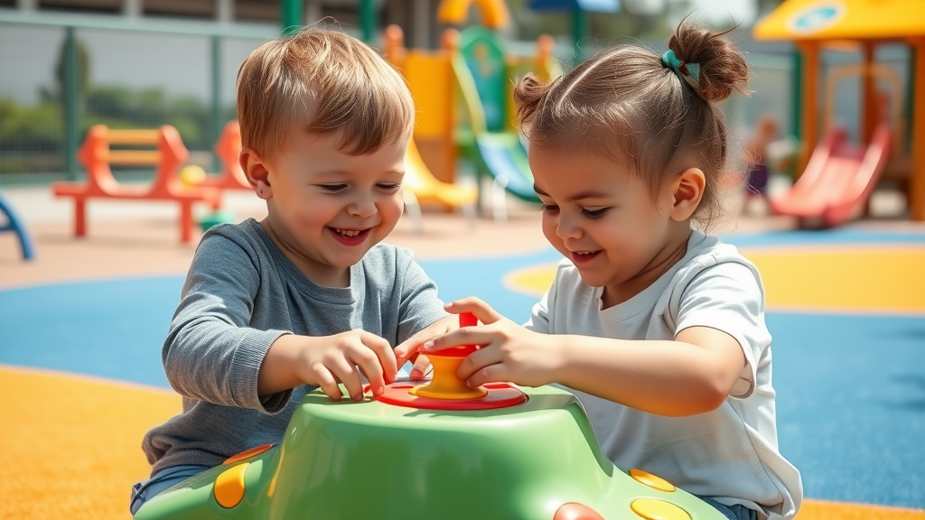 children interacting in a sensory-friendly playground managing sensory processing challenges in autism
