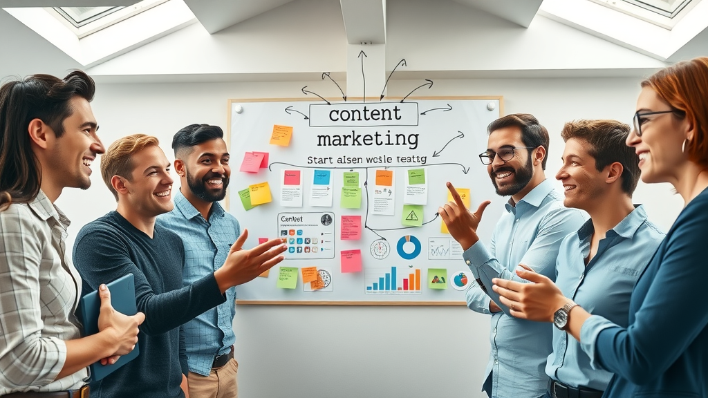 Marketing team integrating blogging for business with content marketing and social media strategies.