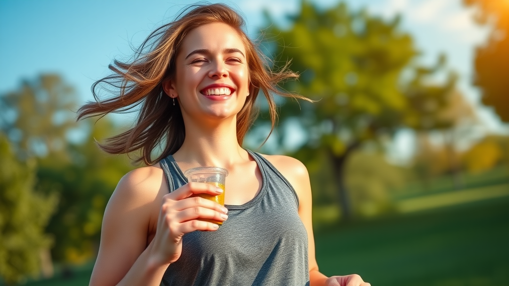 young adult exercising and enjoying vegan snack for weight loss