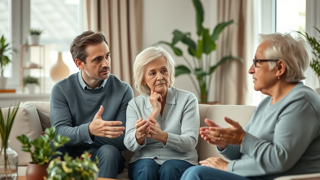 family discussing life insurance and funeral expense coverage, main keyword life insurance and final expense