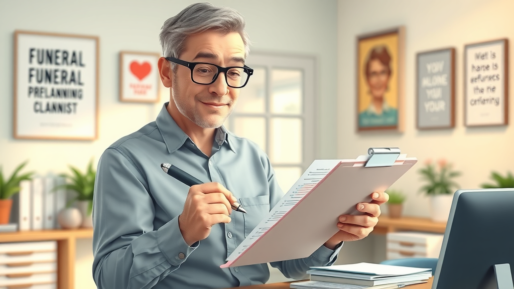 person completing funeral preplanning checklist, main keyword should I start a pre burial plan