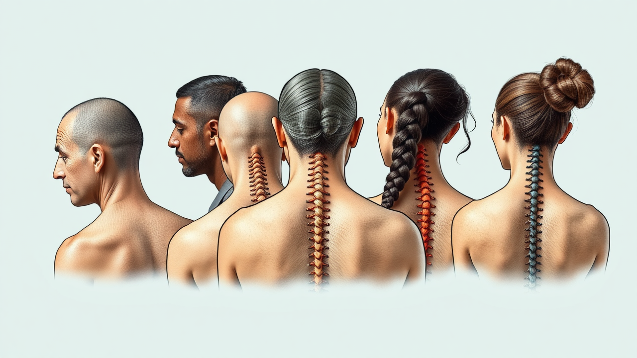 Diverse group of chiropractors demonstrating various chiropractic techniques in a modern clinic