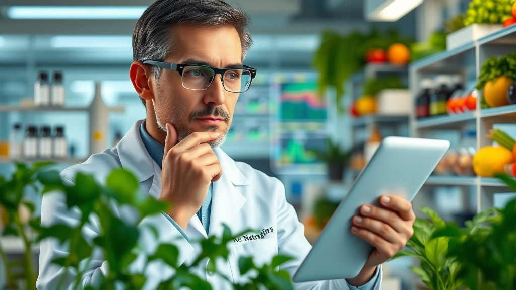nutrition scientist analyzing data on vegan diet weight loss