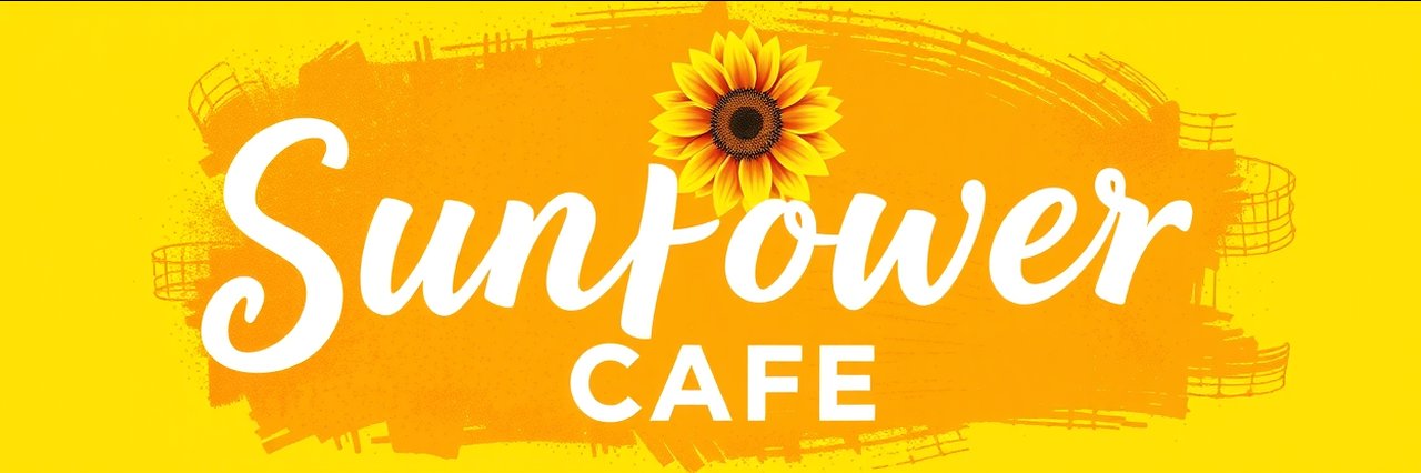 Bright vegan restaurant logo with sunflower and orange-yellow gradient