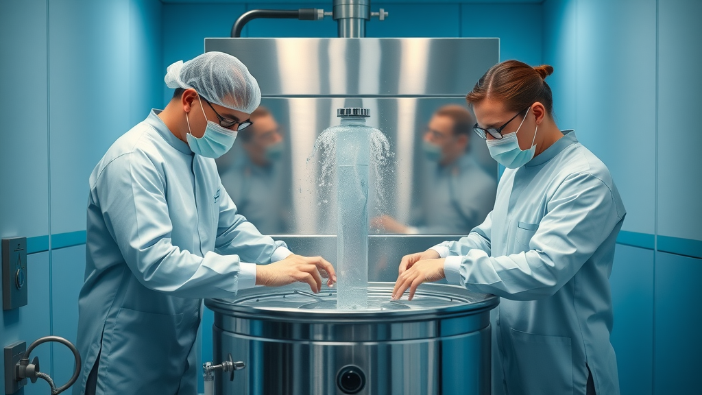 Gentle water process chamber for aquamation, technicians demonstrating respectful eco-friendly funeral procedure
